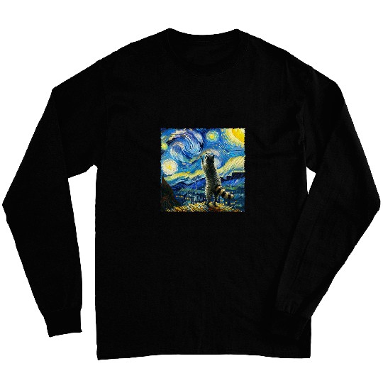 Raccoon Pet Starry Night Classic Raccoons Howling At The Moons Long Sleeves