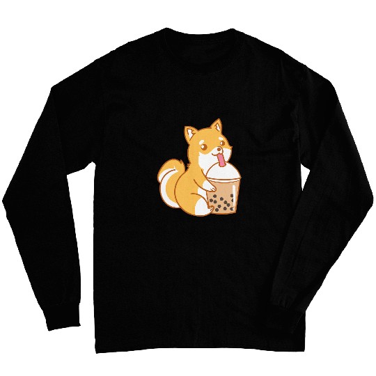 Dog Shiba Inu Boba Milk Tea Funny Bubble Tea Lover JT Long Sleeves