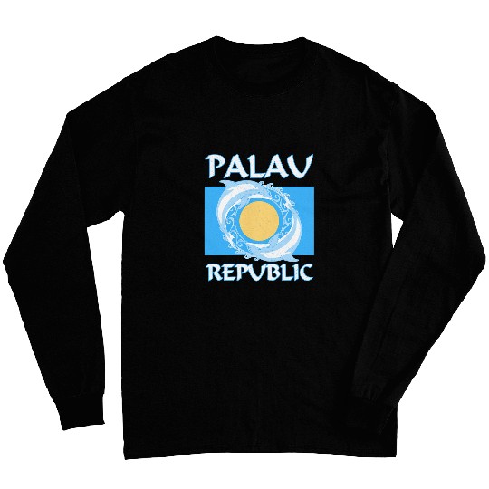 Palauan Flag of Palau with Dolphins Long Sleeves