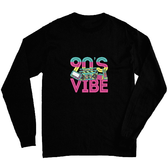 90s Vibe vintages Retro 1990s 90s Styles Party Music Lover Long Sleeves
