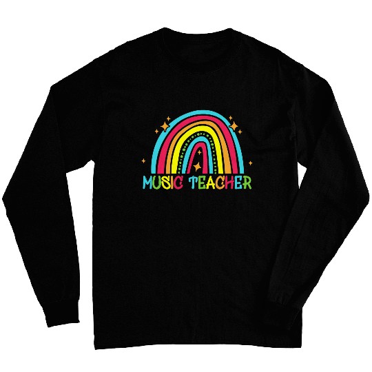 Funny Music Teacher Squad Rainbow Back To School Long Sleeves