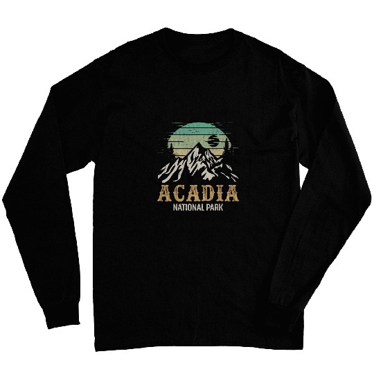 Hiking Hiker Acadia National Park Merchandise Retro Hike Long Sleeves