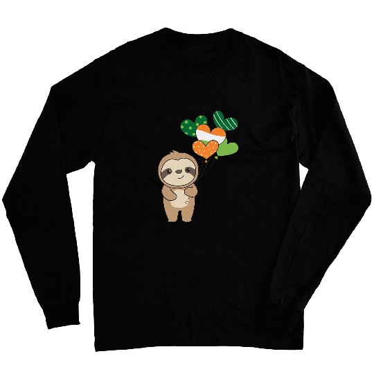 Sloth Pet With Ireland Balloons Cute Animals For Luck Long Sleeves