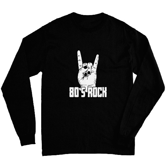 80s Rock Hand Sign Band Musician Rock Concert Long Sleeves