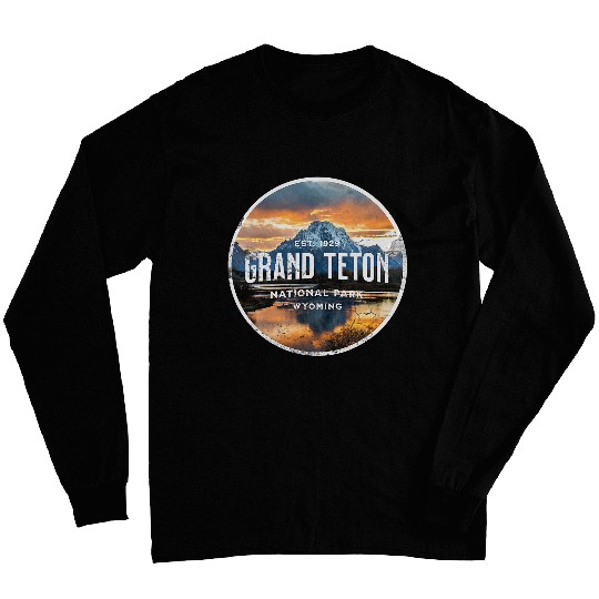 vintages Grand Teton National Park Wyoming Mountains Nature Long Sleeves