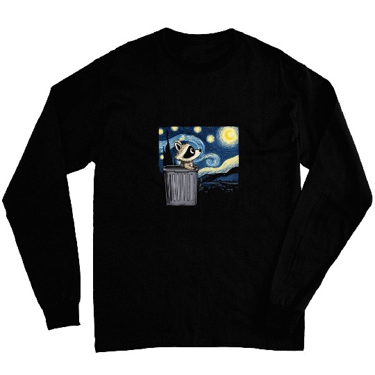 Cute Raccoon Starry Night Trash Panda Long Sleeves