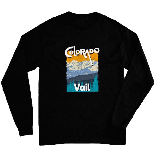 Skiing Ski Vail Colorado Mountain State Rocky Mountains Tee Skiing Long Sleeves