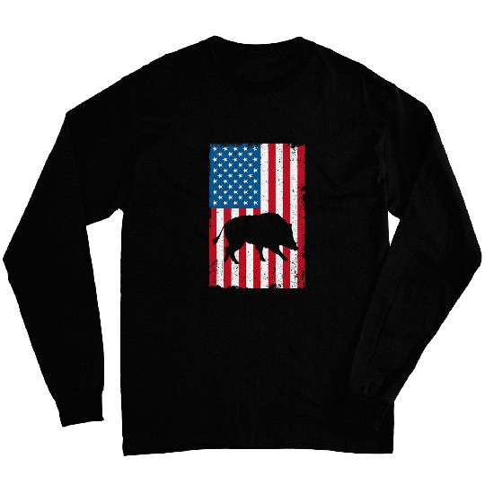 Hog Removal Technician Boar Hunting Wild vintages Pig US Flag Long Sleeves