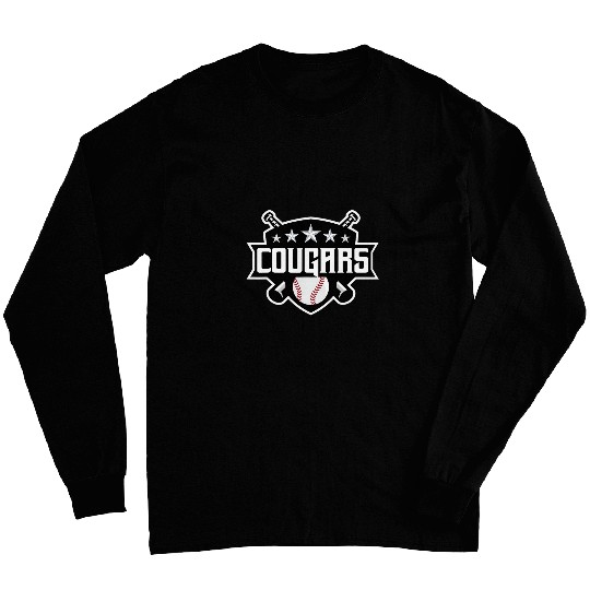 Cougars Baseball Sports Game Day Spirit Print Stars Mom Dad Long Sleeves