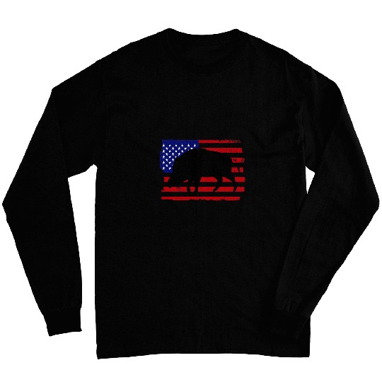 Hog Removal Technician Boar Hunting Wild vintages Pig US Flag 21 Long Sleeves