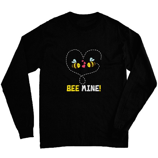 Valentines Day Bee Mine Cute Couple Beekeeper Men Women Kids Long Sleeves
