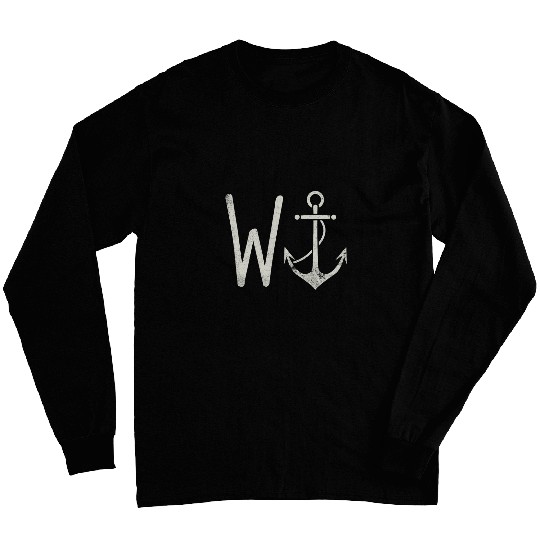 Wanker W Anchor Funny Nautical slang Insult wordplay sailing Long Sleeves