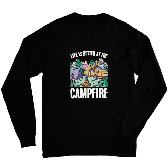 Outdoor Vacation Wanderlust Campfire Camp Camper Long Sleeves