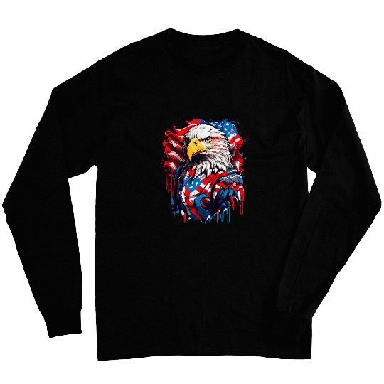 USA Flag Bald Eagle American Flag 1 Long Sleeves