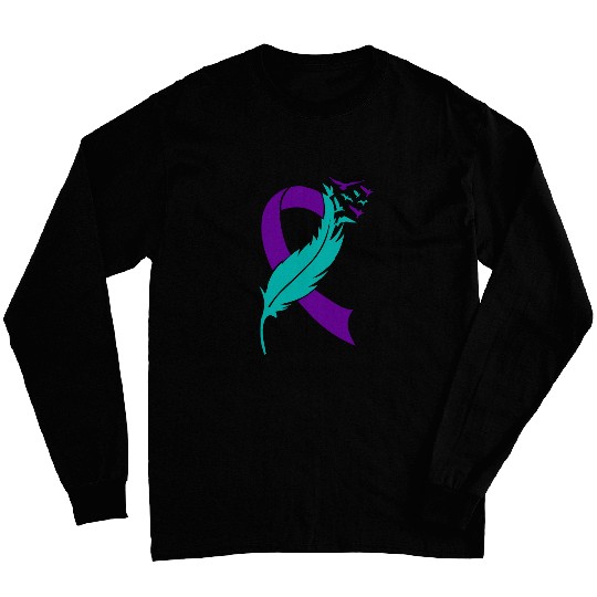 Feather suicides Prevention Awareness You Matter Purple Teal Long Sleeves