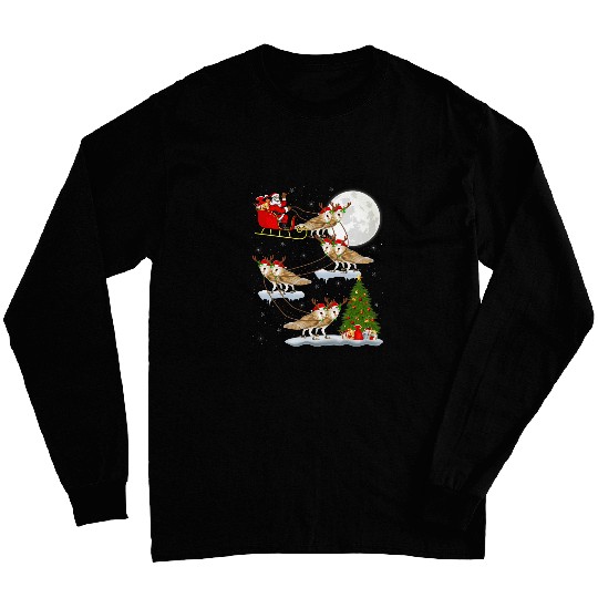Owl Pet Funny xmass Lighting Tree Santa Riding Barn Owl Christmas Long Sleeves