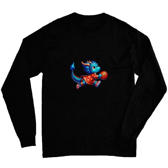 Cute Chinese Dragon Happy Chinese New Year Kids Basketball Long Sleeves