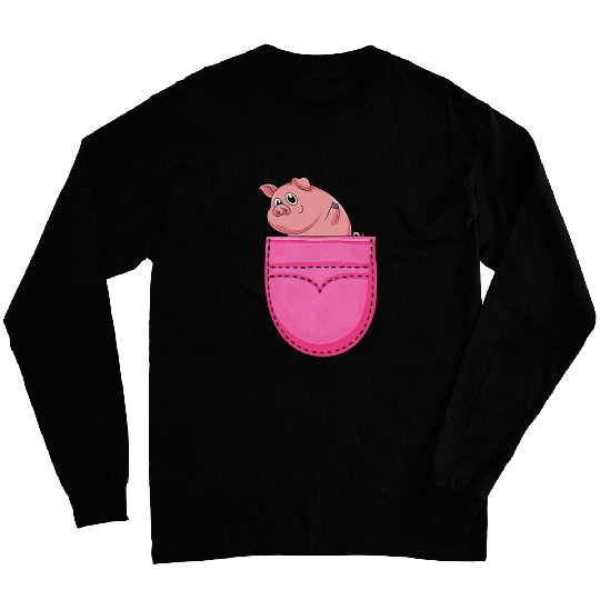 Cute Farm Animal Pig Lover Farmer Animal Lover Pocket Pig Long Sleeves