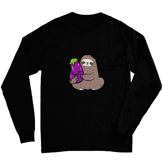 Sloth Pet With Vegetable Cute Eggplant And Sloth Long Sleeves