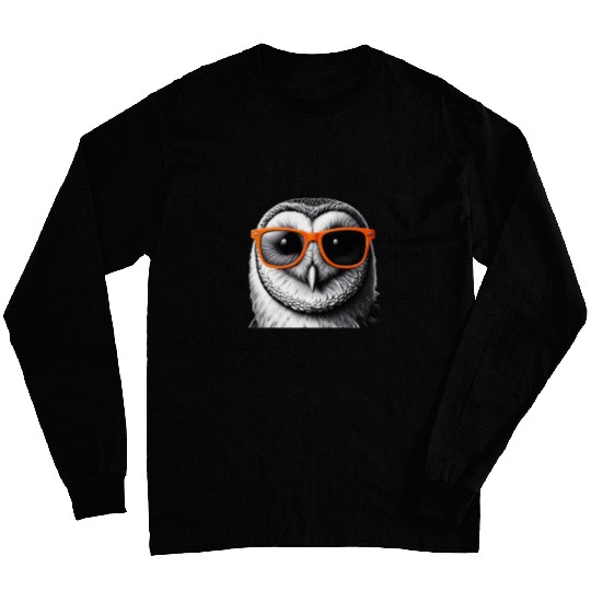 Owl Pet Cool Barn Owl Bird Wearing Sunglasses Graphic Art 2 Long Sleeves