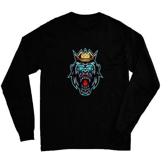 Owl Pet Gorilla Face Angry Growling Scary Silverback Gorilla King Long Sleeves