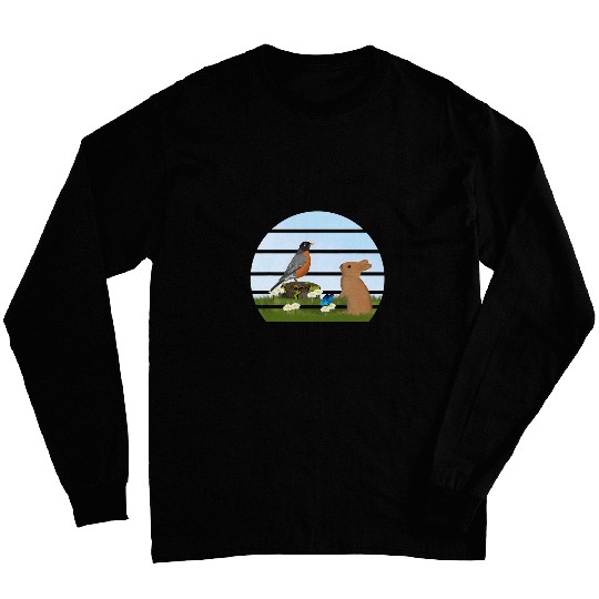 Lacrosse Gift American Robin Bird Bunny Spring Birdwatcher Animal Long Sleeves