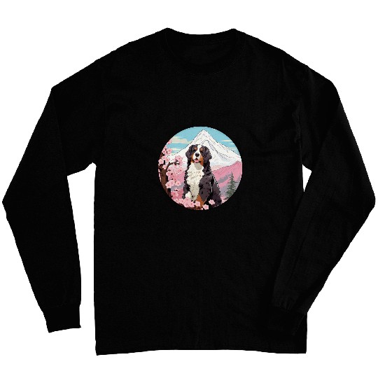 Bernese Mountain Dog Mount Fuji Funny Japan Long Sleeves