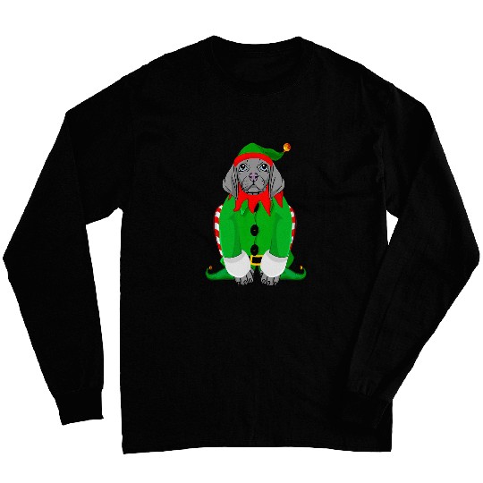 Funny Weimaraner In Elf Christmas Dog Tee Long Sleeves