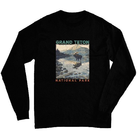 Retro Grand Teton National Park Wyoming Est 1929 Hiking Long Sleeves