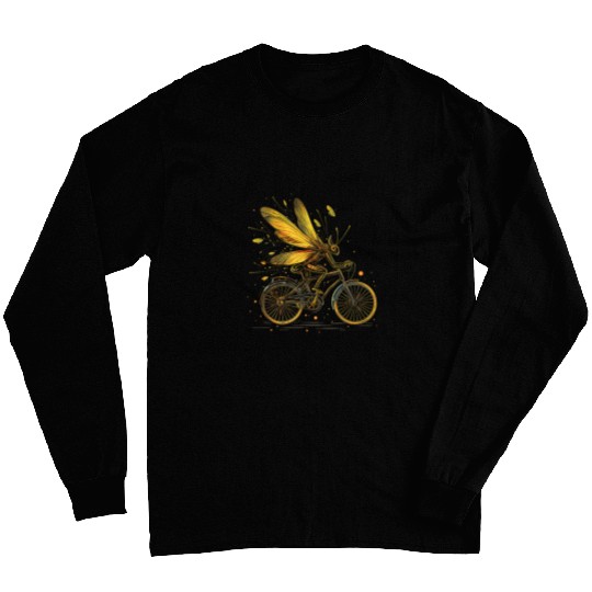 Cycling Firefly Funny Surreal Insect Bike Mashup TEEMONGOUS Long Sleeves