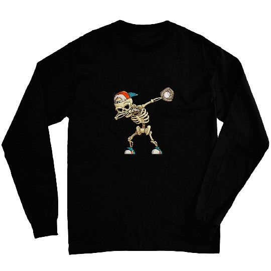 Baseball Expert Spooky Scary Skeletons Baseball Player Long Sleeves