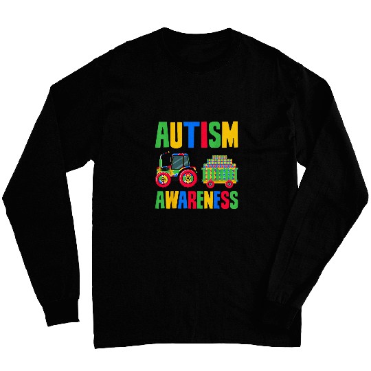 Autistic Puzzle Farmer Autism Tractor 2Autism Awareness Long Sleeves