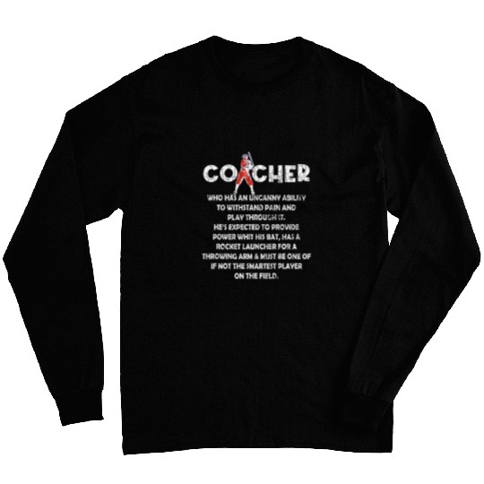 Baseball Catcher Definition Fun Player Coachs Sports Graphic Long Sleeves
