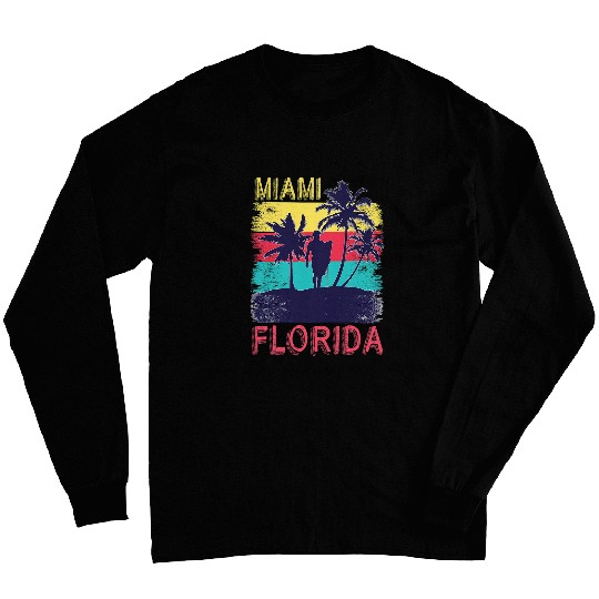 Surf Life Retro Summer Surfing South Beach Tropical Miami Florida Long Sleeves