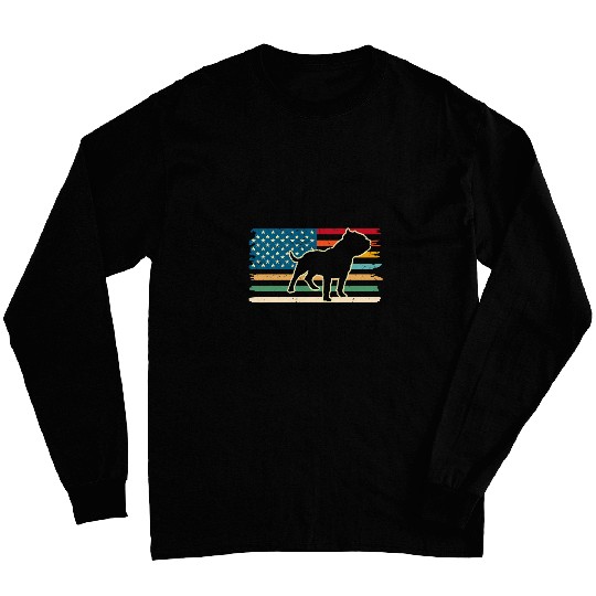 Bully or pitbull dog owner US vintages flag Retro Long Sleeves