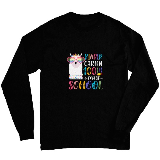 Llama Lover 100th day of School No Prob Llama 100 Days Of Kindergarten Long Sleeves