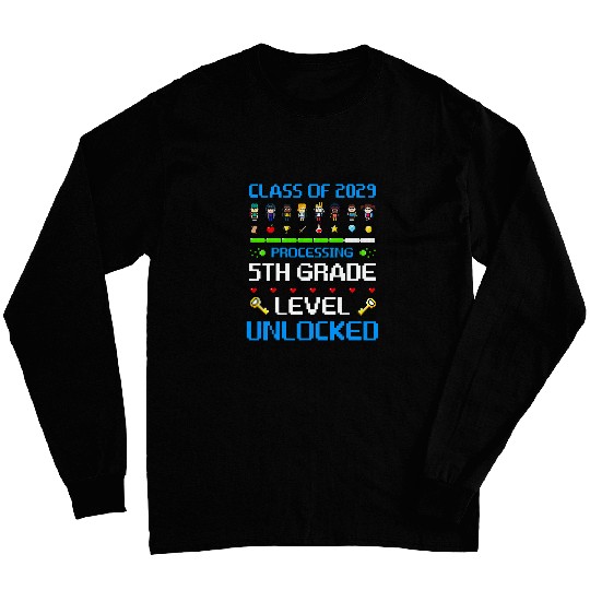 5th Grade First Day of School Class of 2029 Video Games Long Sleeves
