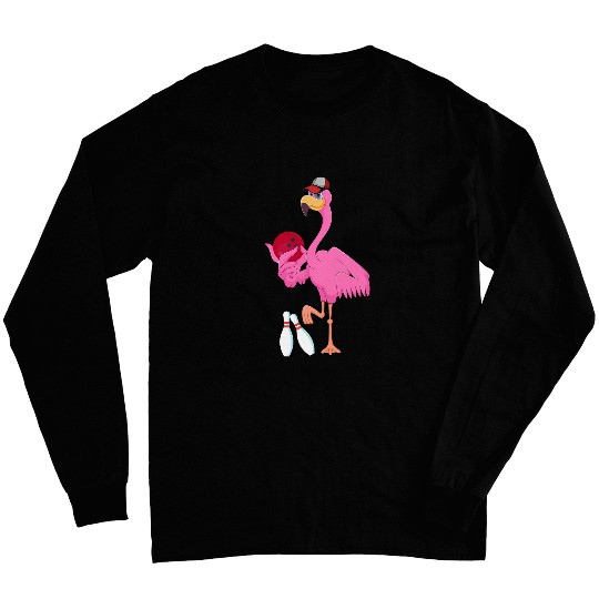Flamingo Playing Bowling Matching Player Coachs Birds Lover Long Sleeves