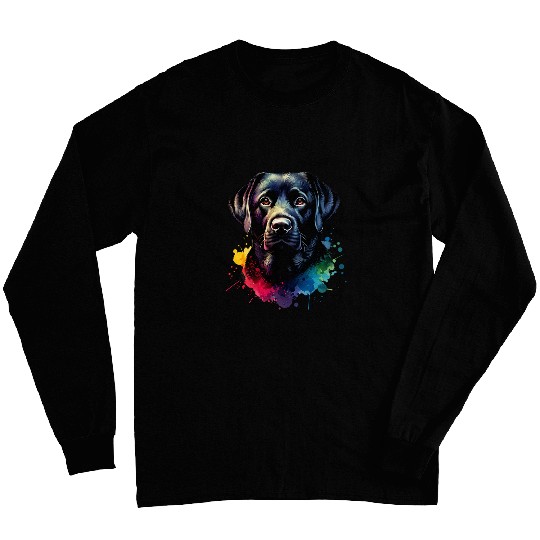 Black Lab Labrador Retriever Dog Artwork Long Sleeves