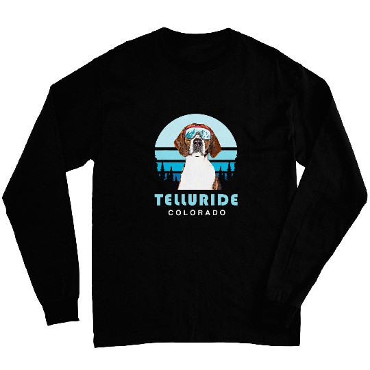 American Foxhound Winter Skis Telluride Colorado Dog Lover Long Sleeves