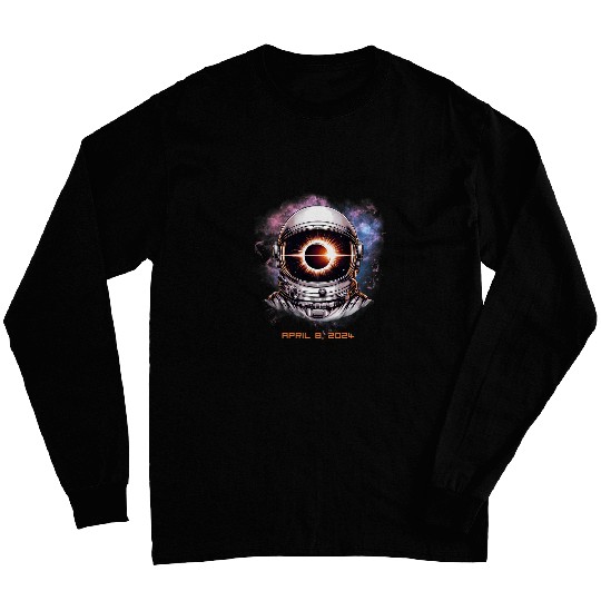 April 8 2024 Total Solar Eclipse Astronaut Long Sleeves