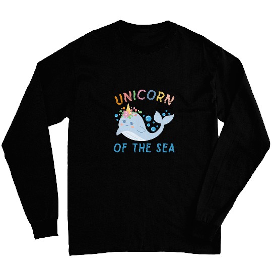 Of The Sea Rainbow Narwhale Animals Fish Top Narwhal Long Sleeves