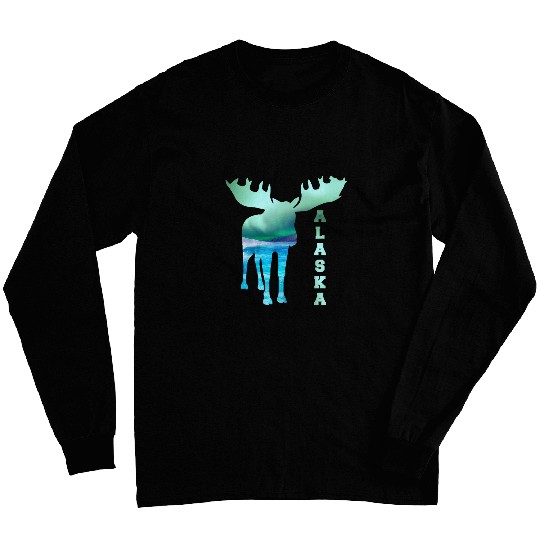 Alaska Moose Souvenir Keepsake Alaskan Northern Lights Adult 1 Long Sleeves