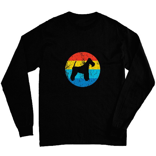 Fox Terrier Dog Breed Silhouette Retro 1970s Circle Long Sleeves