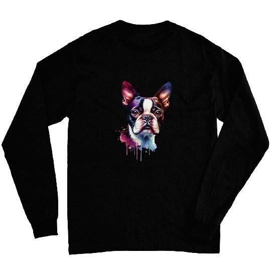 Boston Terrier Dog Artwork Long Sleeves