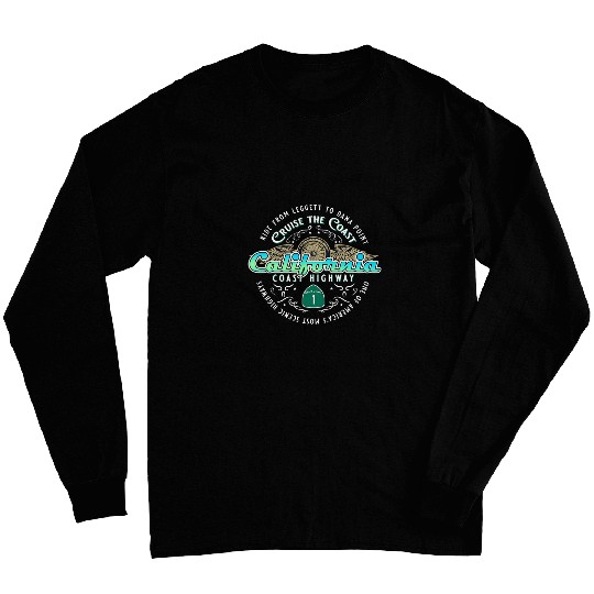 Biker californias Coast Highway Motorcycle Cruise Road Trip Long Sleeves