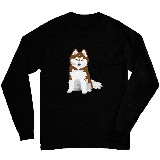 cute red brown colored little Pomsky Dog Long Sleeves