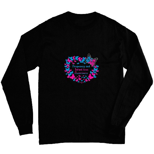Pink Blue Butterfly Pregnancy 2Infant Loss Awareness Women Long Sleeves