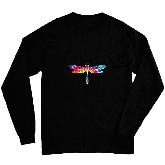 Hippie Daze Tie Dye Dragonfly Groovy Graphic Art Long Sleeves