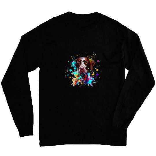 Colorful German Shorthaired Splashes Of Paint Art Dog Long Sleeves